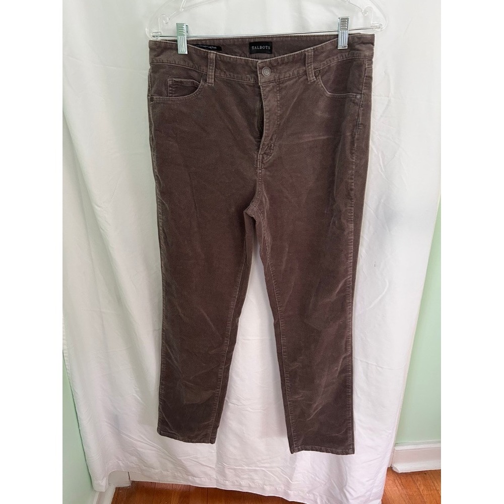 Talbots 10P Corduroy Straight Leg Pants Womens Brown Casual Career